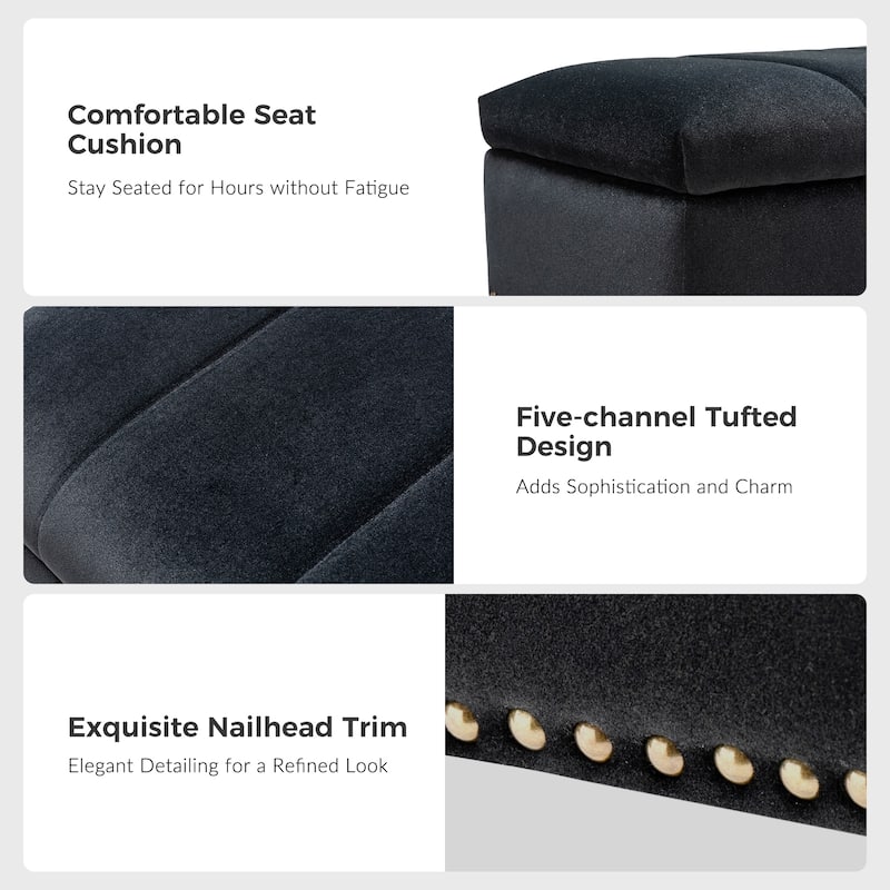 Egmont Contemporary Velvet Flip-Top Storage Bench by HULALA HOME
