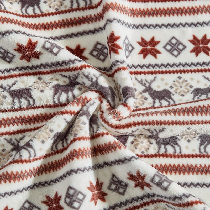Eddie Bauer Printed Reversible Ultra Soft Plush Throw Blanket