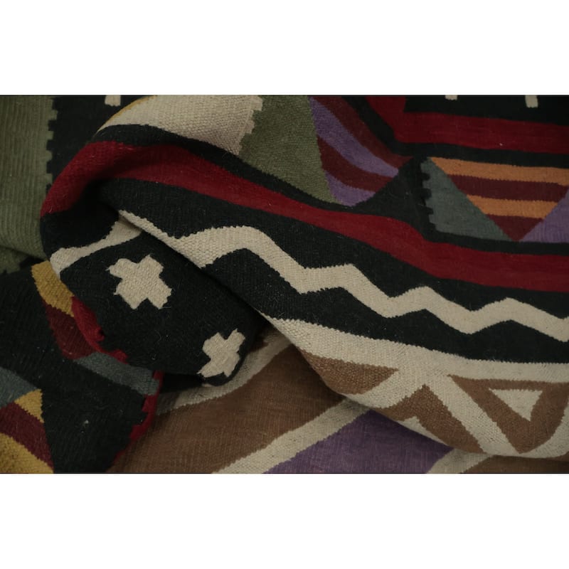 Hand Woven Oriental 100% Wool Carpet Southwestern Tribal Brown Kilim Area Rug - 15' 2'' X 11' 10''