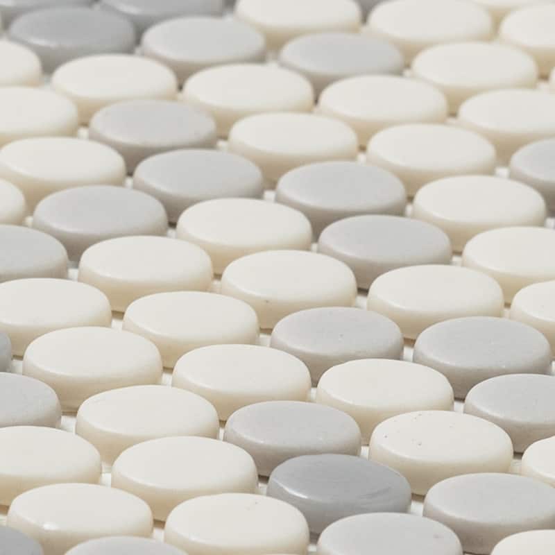 Eterna Penny 12x12 Glass Round Mosaic Tile - Floor, Wall, Backsplash