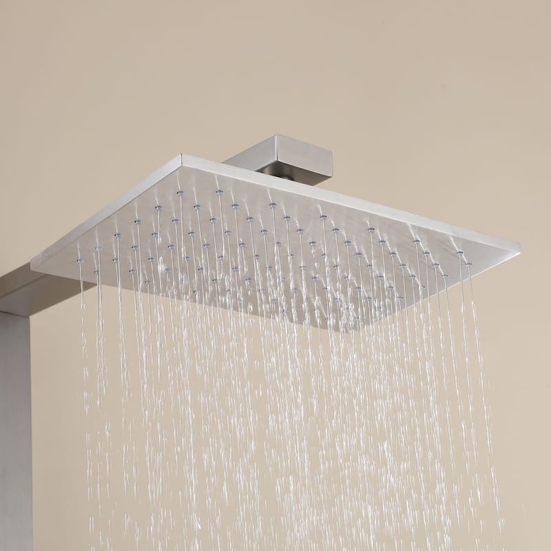 36"H Stainless Steel Exposed Rain Shower System With Handheld Shower (Valve Not Included)