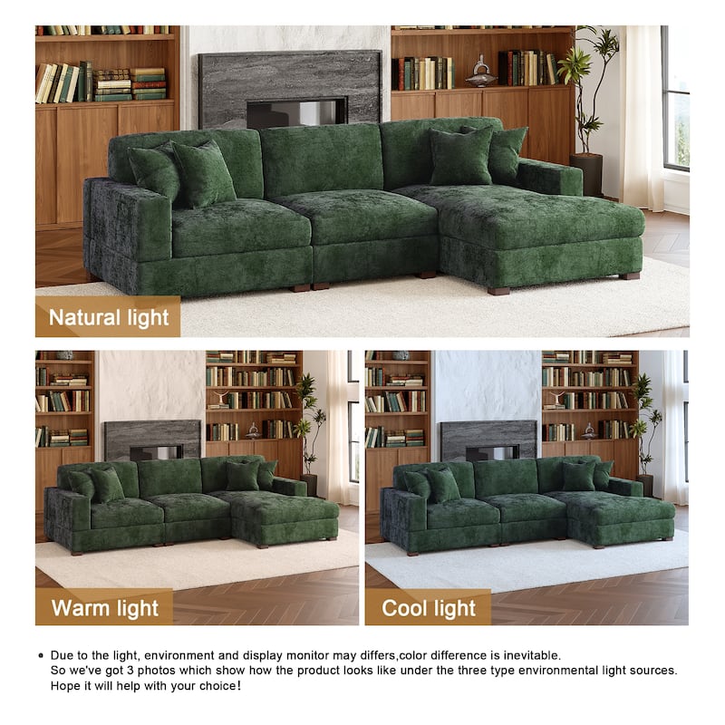 Modern Oversized Chenille Modular Sectional Sofa With Chaise