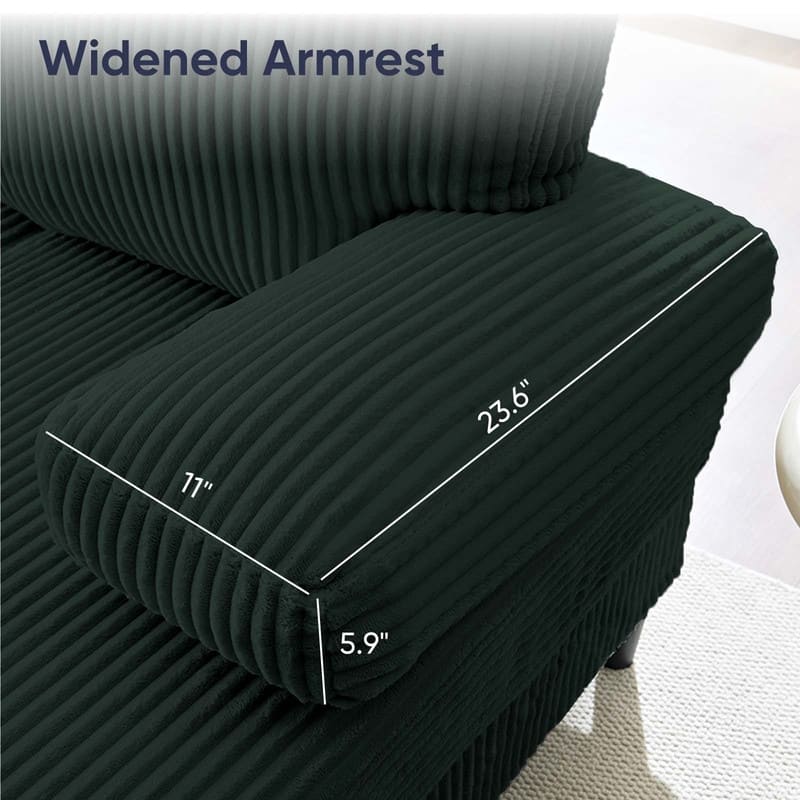 Mixoy W110"U-Shaped Sectional Sofa Couches with Double Chaises and Sleepable Armrests,Corduroy Upholstered 4-Seater Sofa
