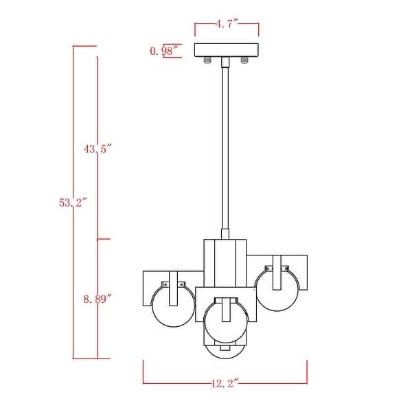 12" Tripner White Finish and Stained Wood Pendant Ceiling Lamp with Opaque Globes