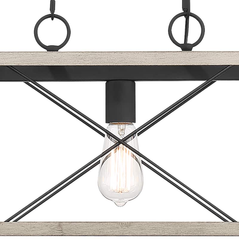 Kiro 5-light Farmhouse Linear Chandelier Faux Wood Dining Lighting with UL Certified - 36''