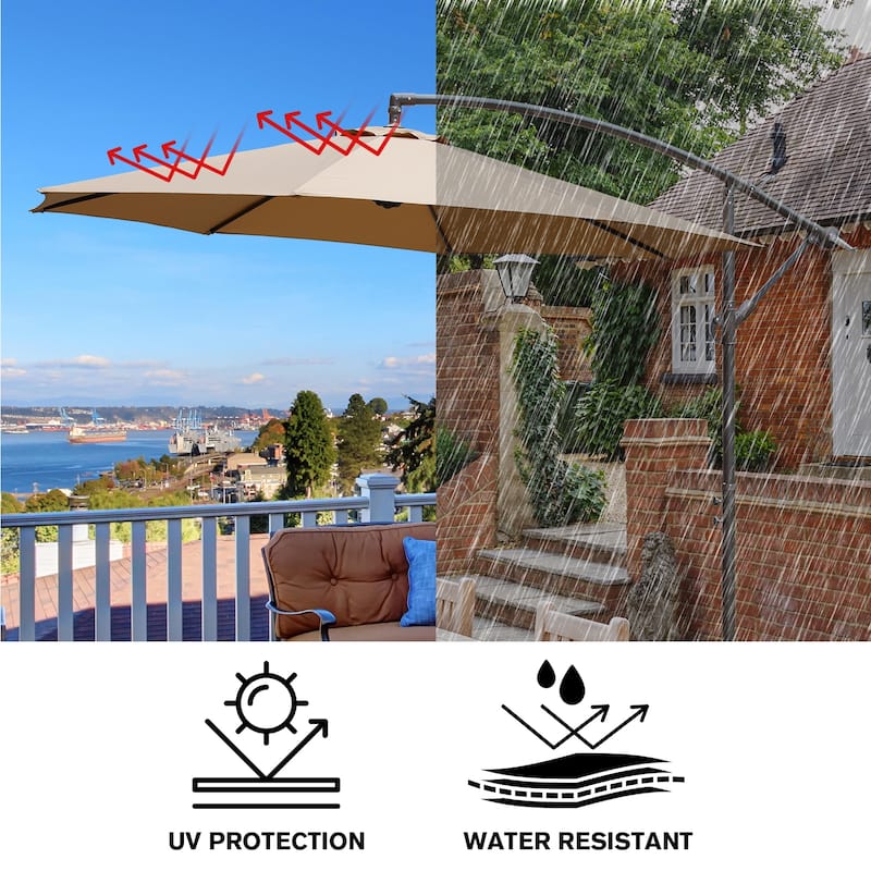 Aoodor 10 ft. Patio Offset Hanging Cantilever Patio Umbrella
