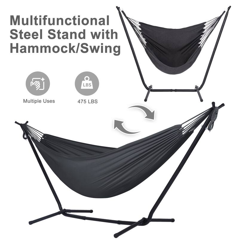 10.7 ft. 2-Person Brazilian-Style hammock with Stand - Convertible