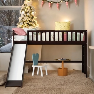 Twin Size Low Loft Bed with Ladder and Slide - Bed Bath & Beyond - 40492552