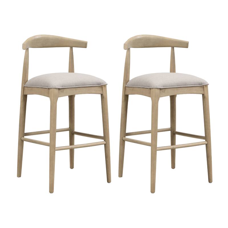 Bar Stool In Pebble Fabric (Set of 2) - Grey