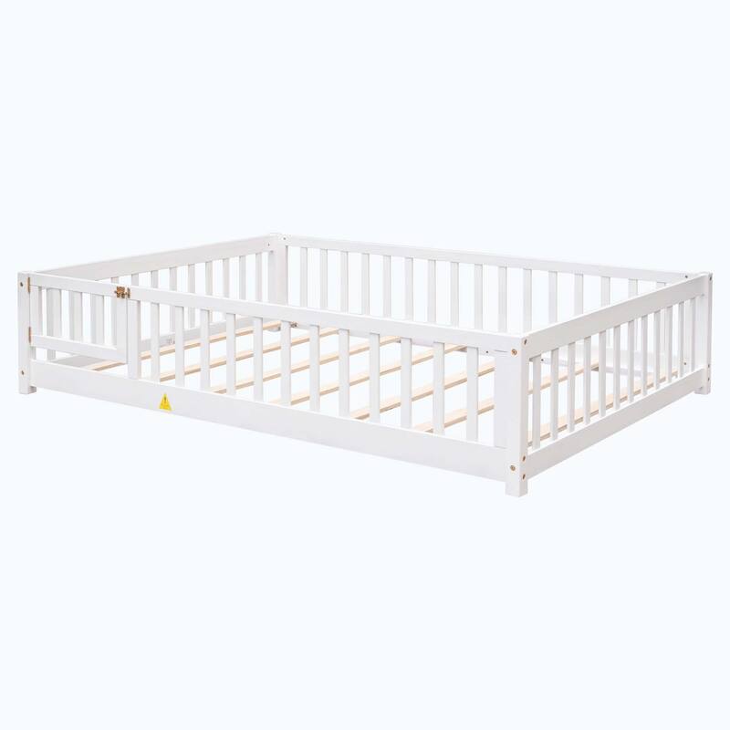Durable Floor Platform Bed with Fence