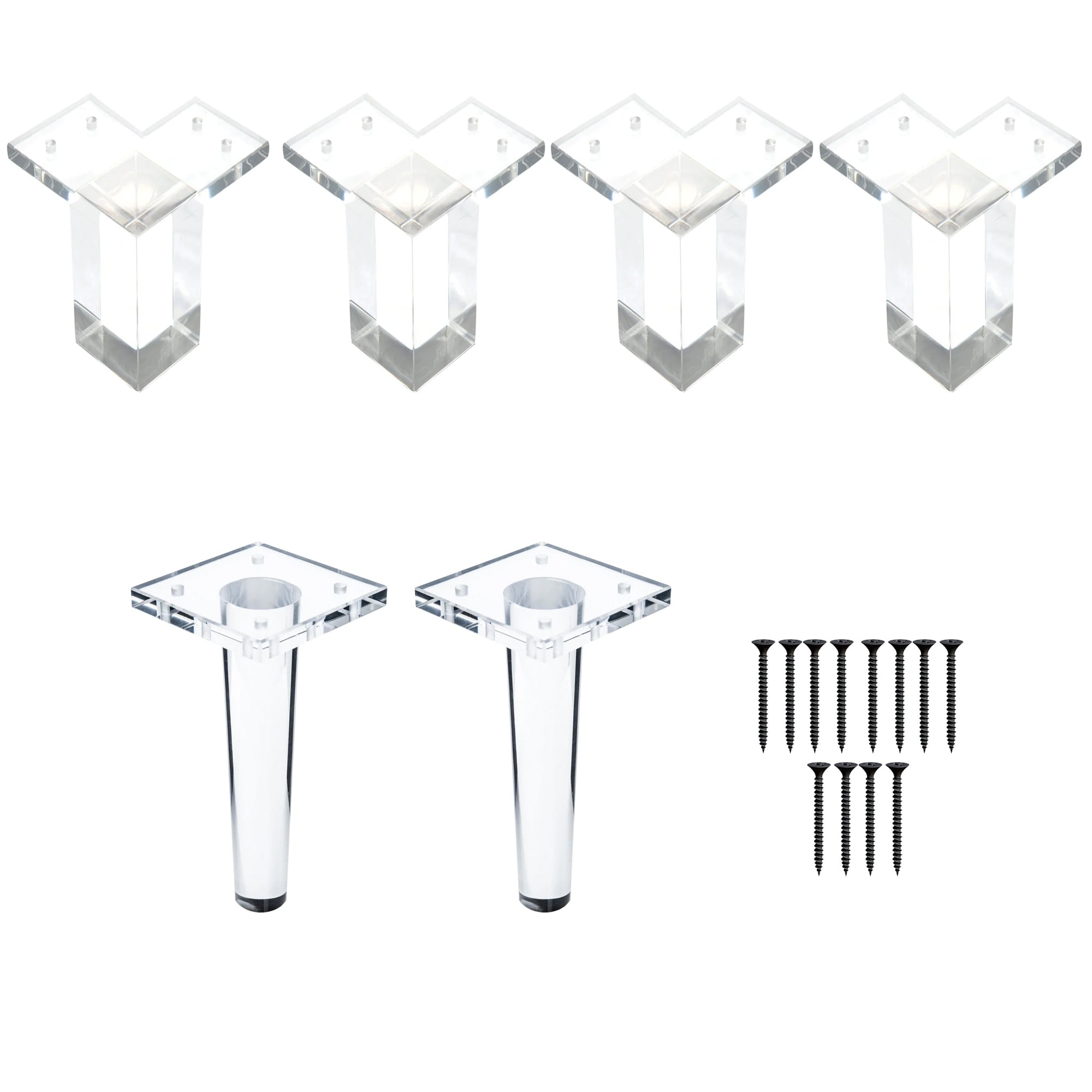 6" Square Acrylic Legs, Sturdy Replacement for Sofa & Tables, Set of 6