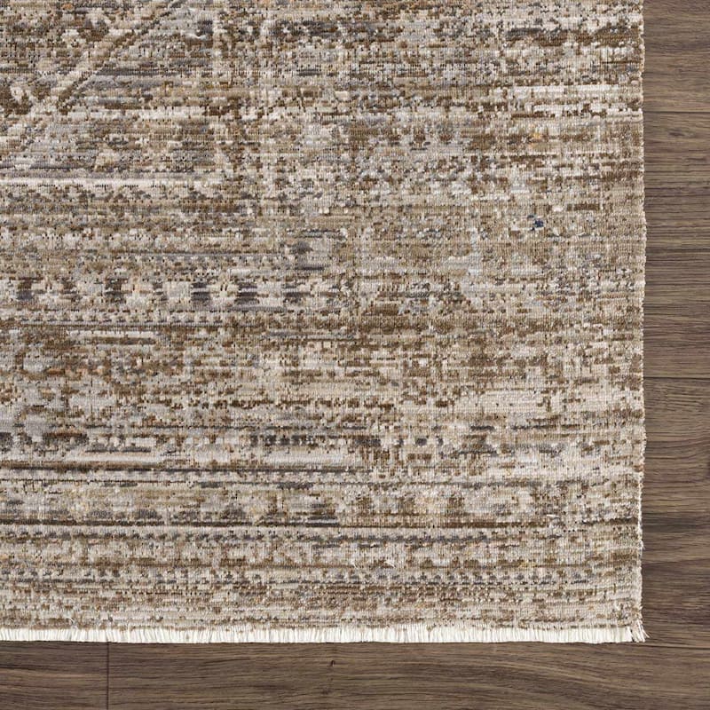 Hauteloom Yamir Hallway, Kitchen Machine Washable Patio Outdoor Runner Rug - Dark Brown, Sage Green - 2'7" x 7'3"