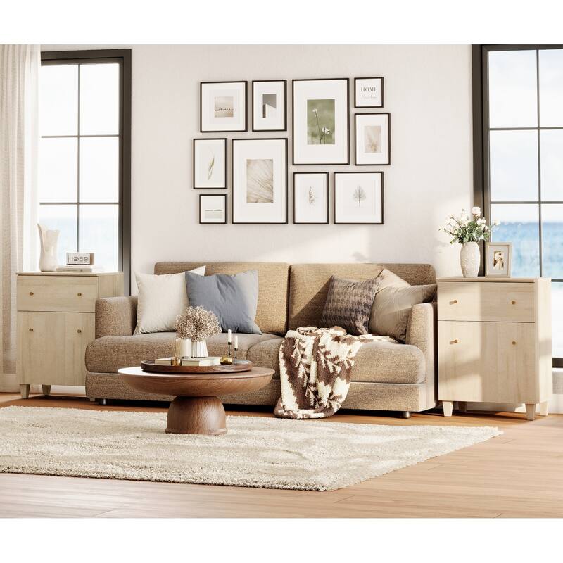 End Table with Drawer and Door for Living Room, 32.4"H