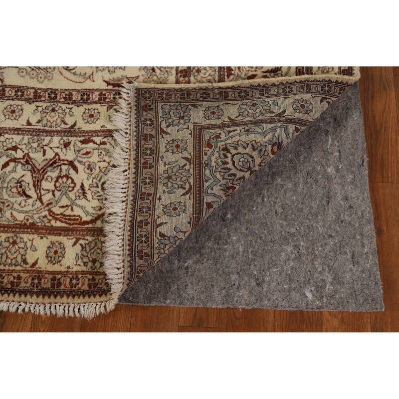 Hand Knotted Oriental 100% Wool Carpet Traditional All-Over Beige & Ivories Tabriz Area Rug - 11' 0'' X 7' 0''