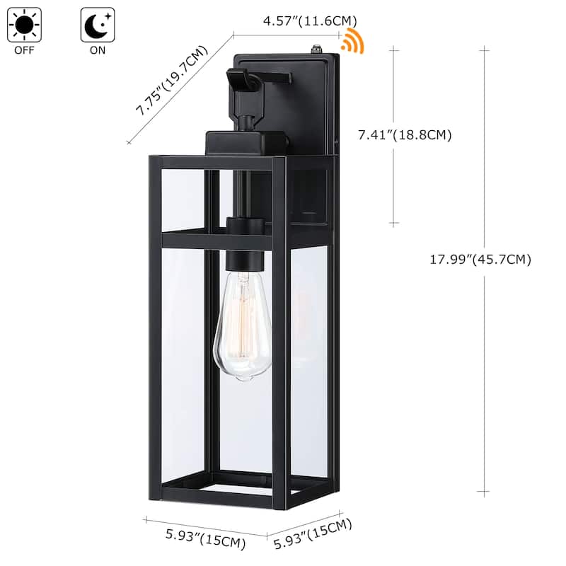1-Light Outdoor Wall Light Dusk to Down - 5.9"x7.76"x18.39"