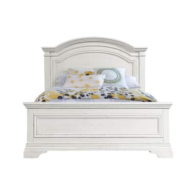 Olivia Traditional Wood Complete Full Bed, Brushed White