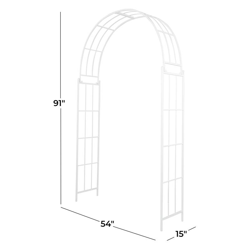 Metal Indoor Outdoor Arched Garden Arbor with Lattice Work Sides - Black or White - Roche River Decor