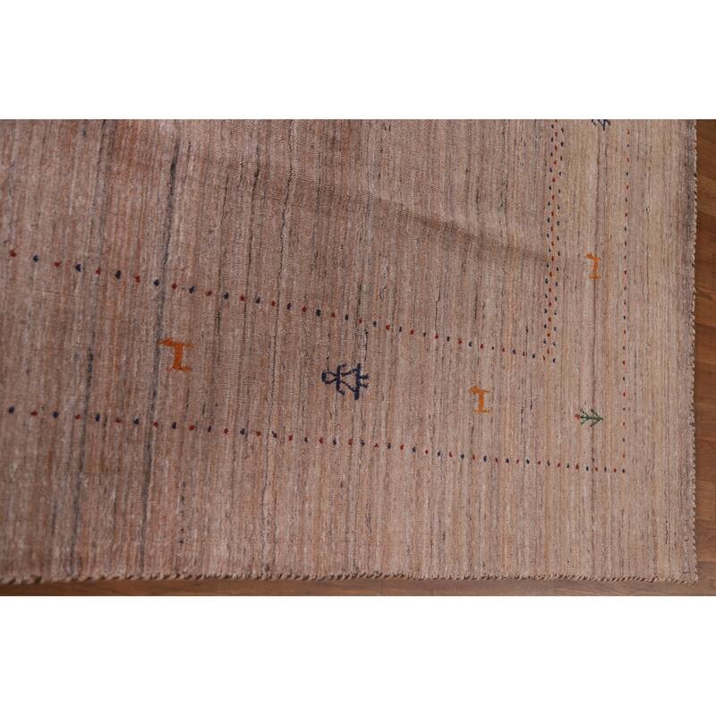 Striped Orange Gabbeh Oriental Area Rug Handmade Wool Carpet - 8'0"x 9'9"