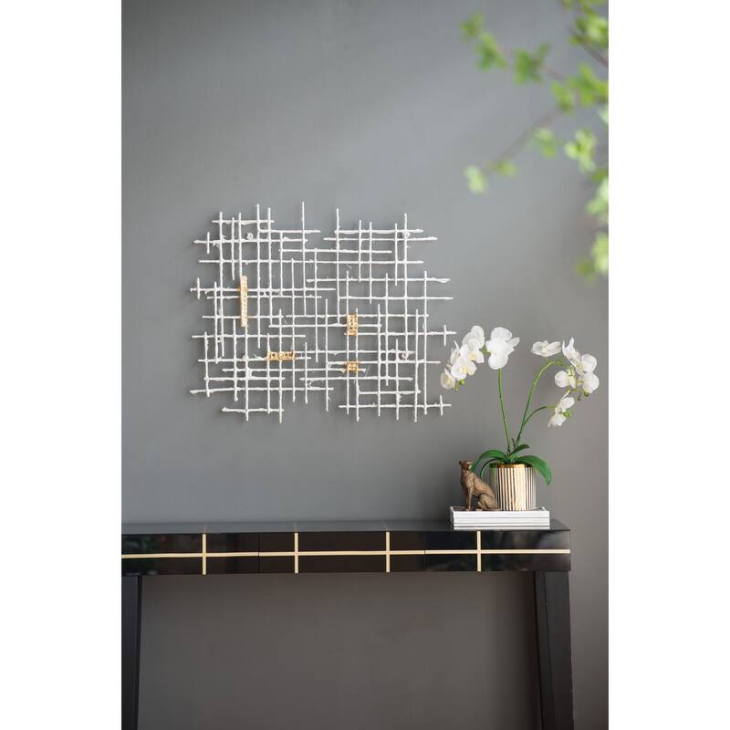 Modern Grid Pattern Wall Decor, Luxurious Geometric Wall Decor with Gold Accents, Suitable for Bedrooms and Living Rooms