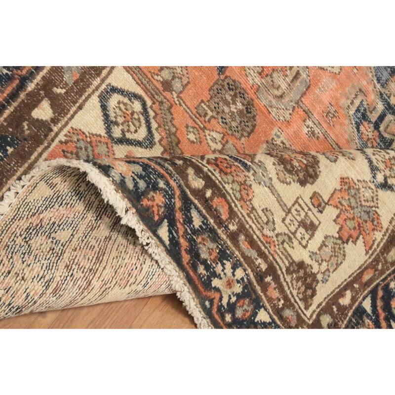 Hand Knotted Oriental 100% Wool Carpet Traditional Geometric Oranges & Rust Hamedan Area Rug - 6' 4'' X 3' 10''