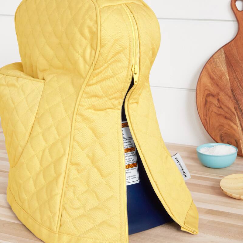 KITCHENAID Fitted Tilt-Head Solid Stand Mixer Cover with Storage Pocket, Quilted 100% Cotton