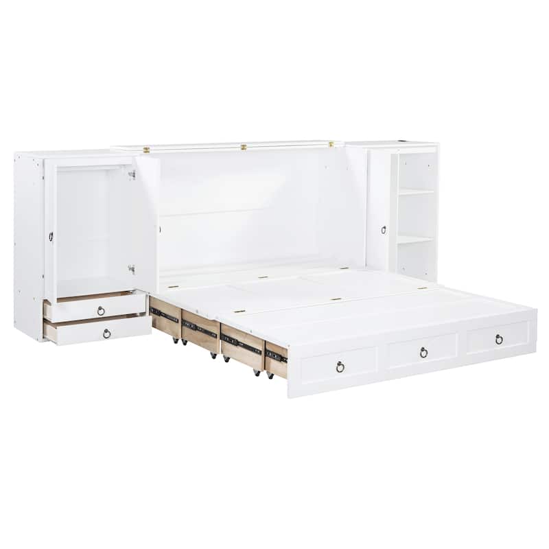 Queen Size Murphy Bed with USB Port, Little Wardrobes and Drawers