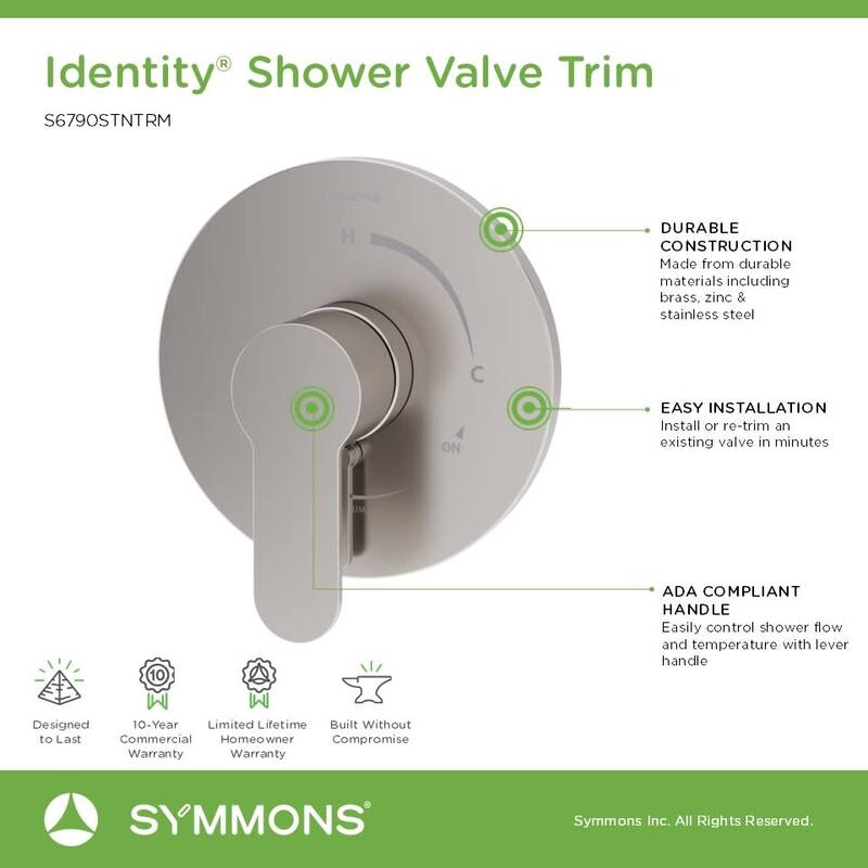 Symmons S6790TRM Identity Single Handle Volume Control Valve Trim