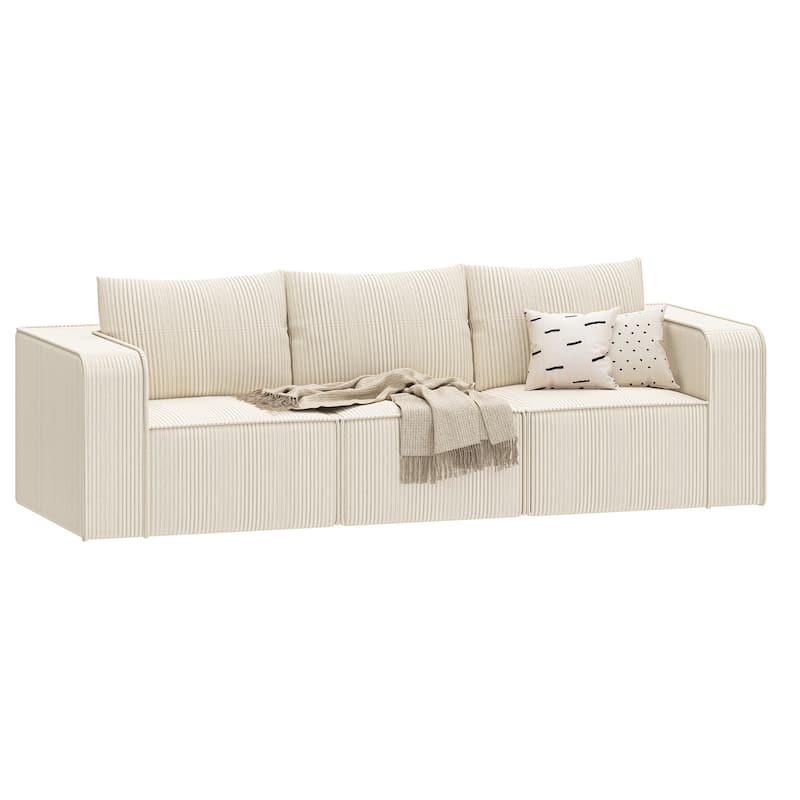 Moasis Multi-seat(3/4/5 seats) Corduroy Sectional Sofa Modular Couch Sofa Upholstered Convertible Modular Sofa - 3-Seat