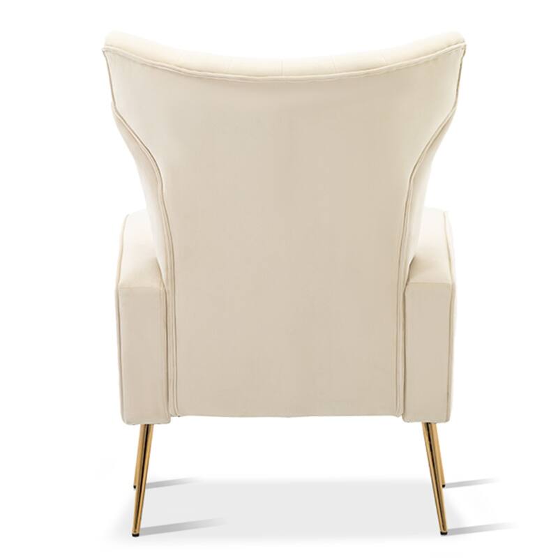 Velvet Accent Chair, Wingback Arm Chair with Gold Legs, Upholstered Single Sofa for Living Room Bedroom