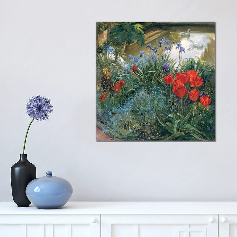 iCanvas "Red Tulips And Geese" by Timothy Easton Canvas Print - 18x18x1.5