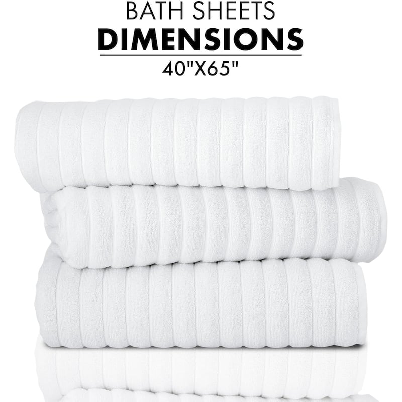 Classic Turkish Towels 100% Turkish Cotton Bath Sheets Plush Ribbed 3 Piece 40x65" - 40x65