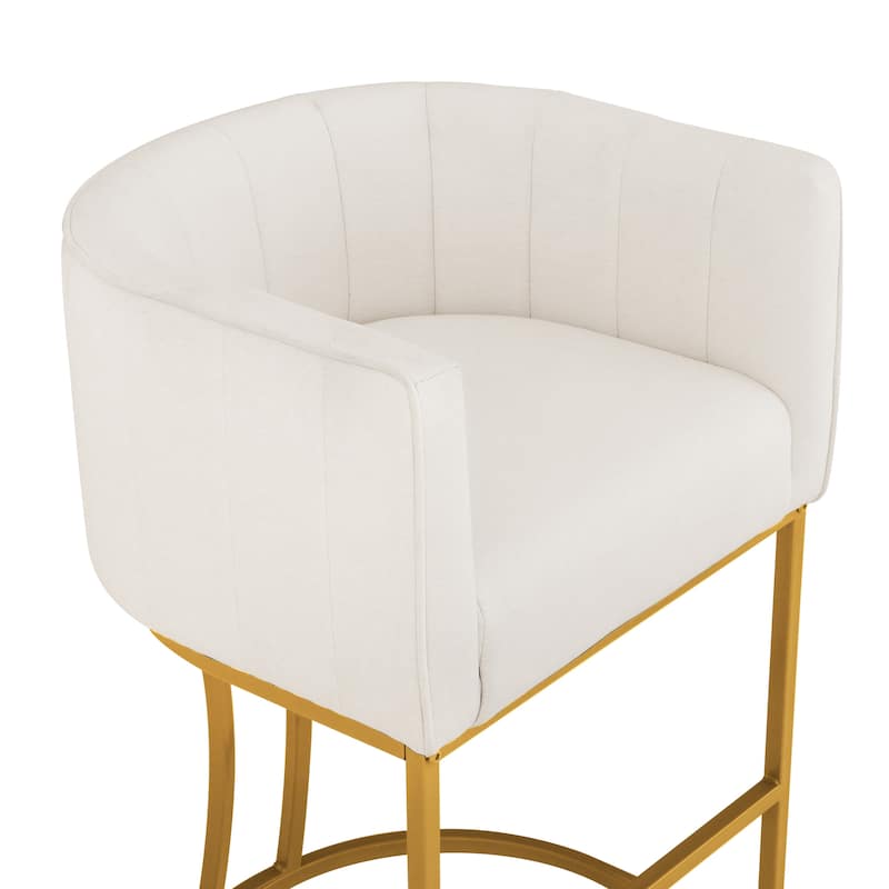 LUE BONA Modern 26.in Low Back Counter Height Barstool Barrel Set of 4 Bar Stools with Metal Frame