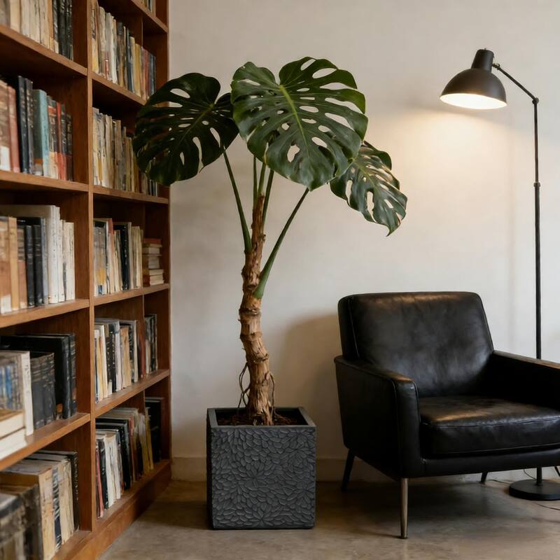 Large Planter, 16.9"+14.37"+11.6" +9.25"Dia Square Magnesium Oxide Planter Set of 4, Flower Pots with Drainage Holes