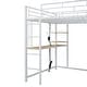 preview thumbnail 20 of 78, Full Size Metal Loft Bed with Workstation Desk, Built-In Shelves, LED Light Strip, Power Outlet & Hanging Wardrobe Storage