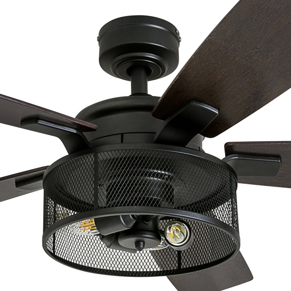 52 Honeywell Carnegie Matte Black Industrial Farmhouse LED Ceiling Fan with Light and Remote Control Bronze