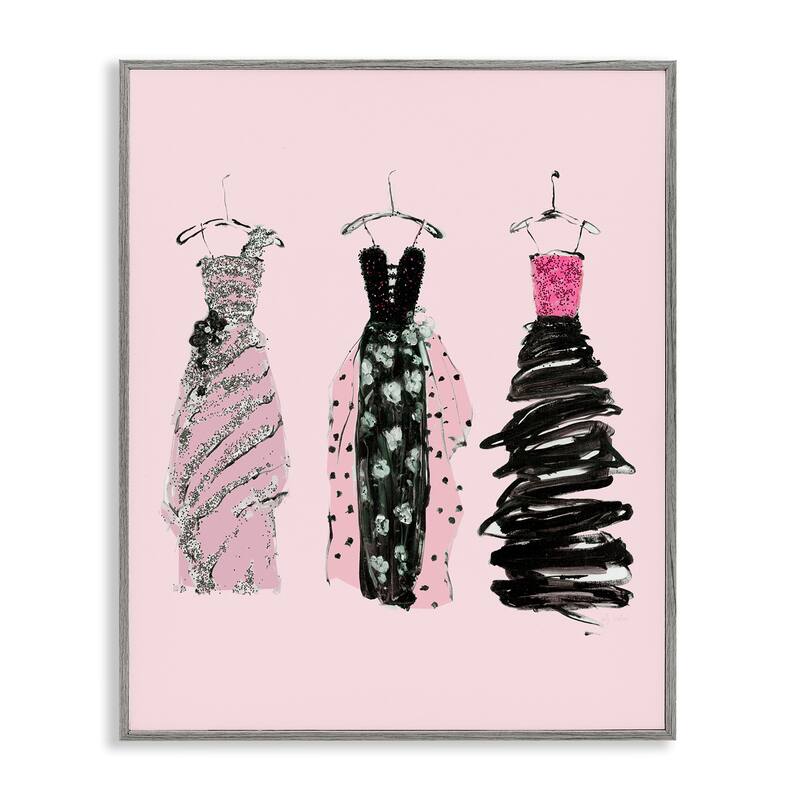 Stupell Abstract Fashion Gowns Framed Giclee Art Design By Sally Swatland - 11 x 14 - Grey