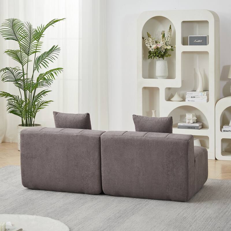 Chenille Curved Sectional Sofa with 2 Pillows,Curved Symmetrical Modular Semi Circular Sofa Sectional for bedroom, Living room