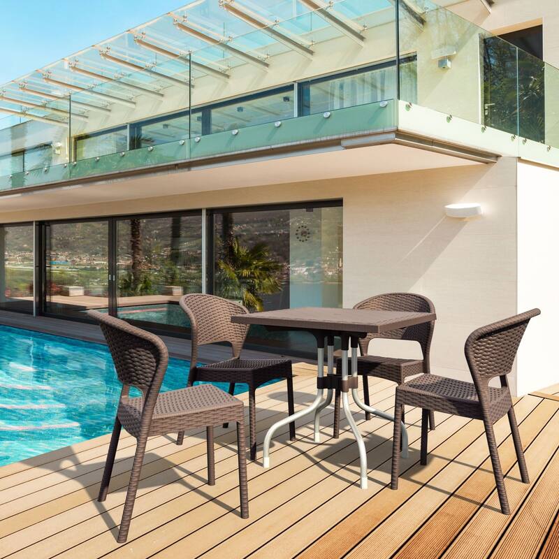 32" Brown Patio Wickerlook Stackable Dining Chair