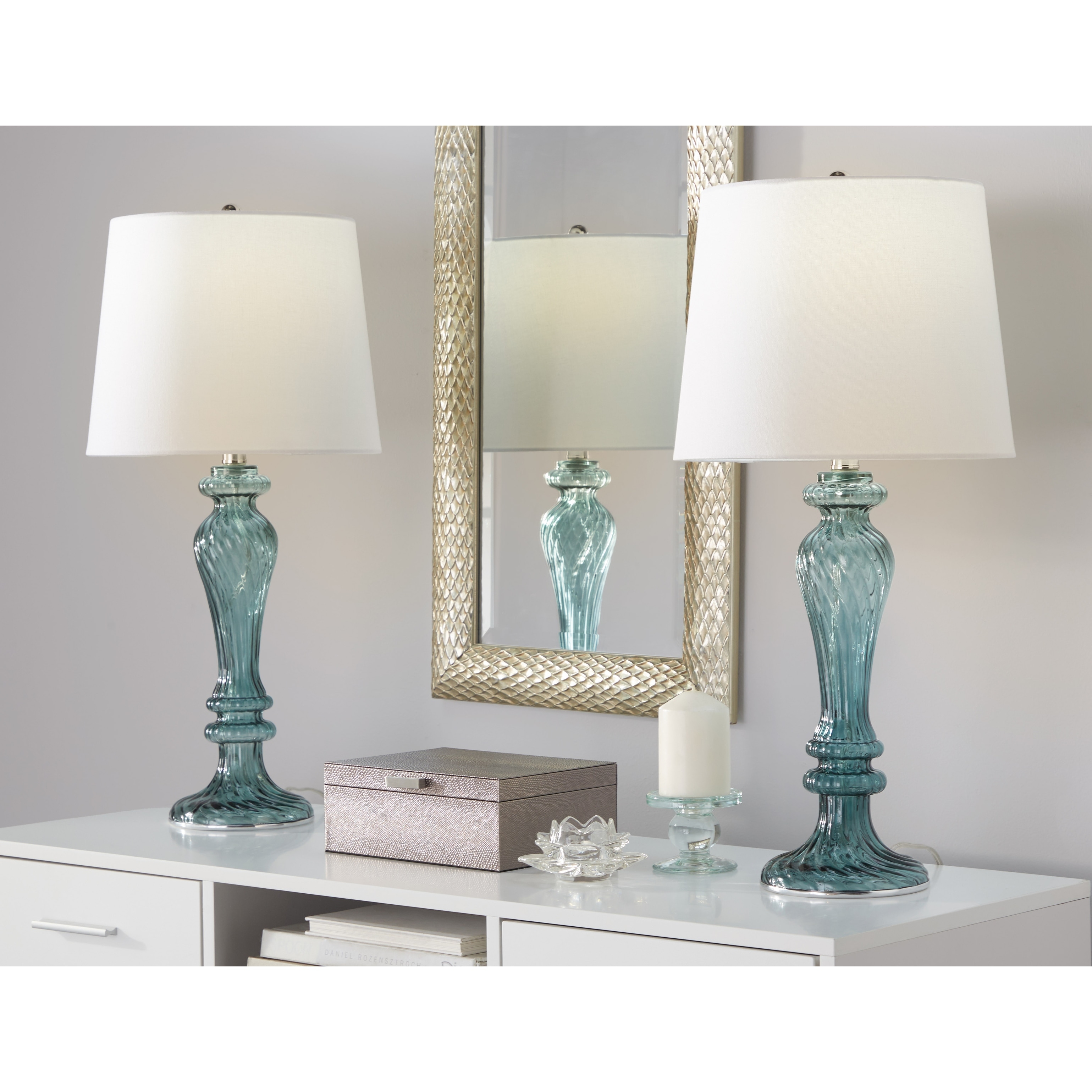 Silver Orchid Windsor 25" Glass Table Lamp (Set of 2)