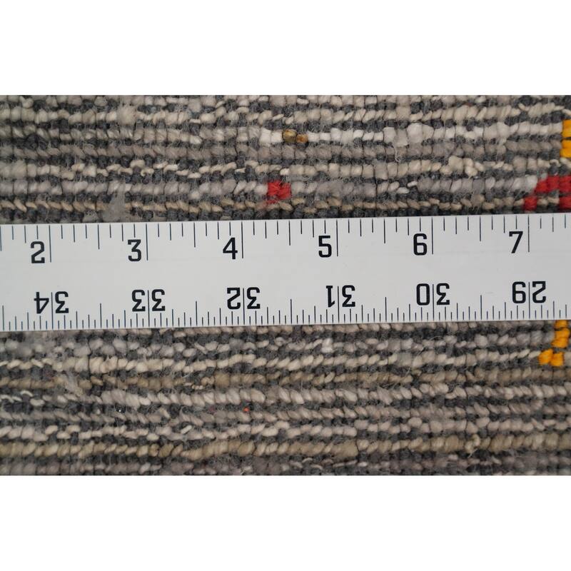 Hand Knotted Oriental Viscose Silk Carpet Tribal Animal Pictorial Greys & Charcoal Gabbeh Area Rug - 11' 8'' X 4' 10''
