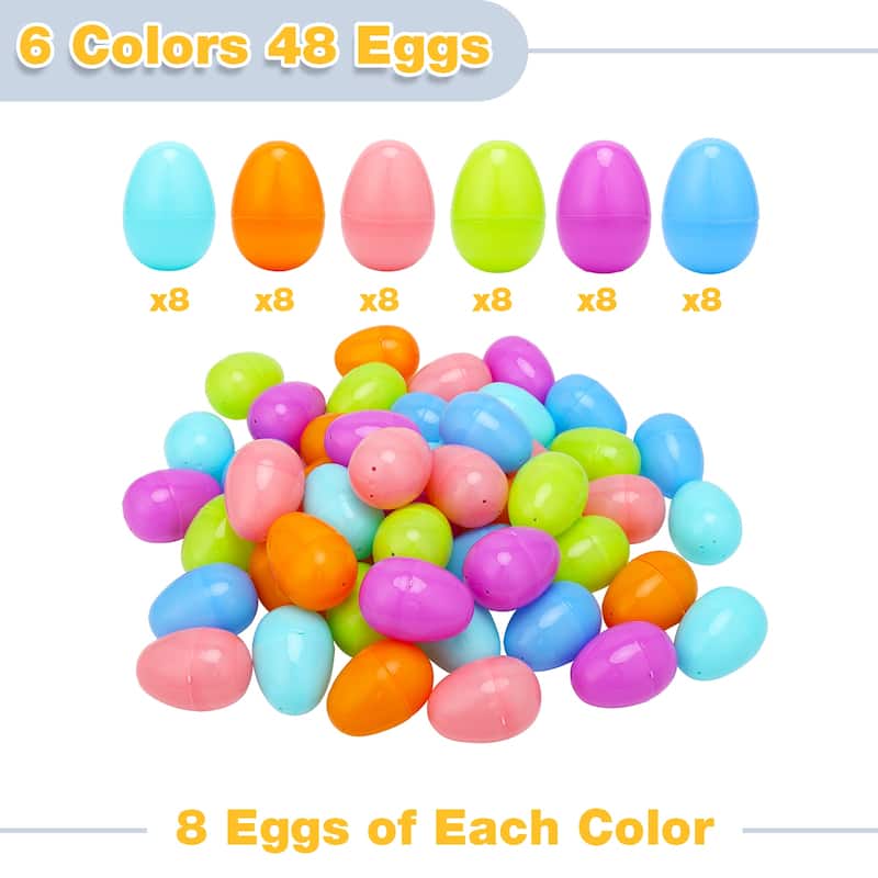 Easter Printed Plastic Eggs Basket Stuffer for Easter Egg Hunt Event, Party Favor Goodie Bags, Scene and Decoration