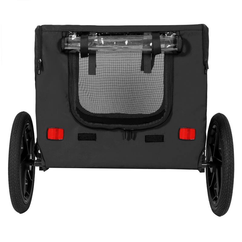 Outdoor Heavy Duty Collapsible Pet Bike Trailer with 16-Inch All-Terrain Wheels & Universal Hitch, Foldable Carrier Cart