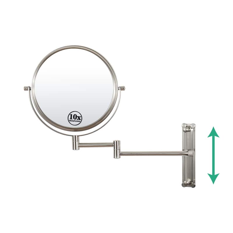 10x Magnifying Wall Mounted Mirror Finish Satin Nickel Finish
