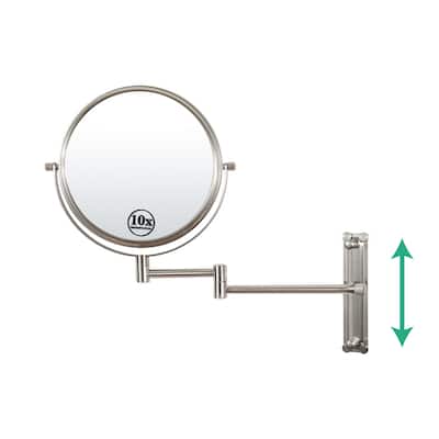 10x Magnifying Wall Mounted Mirror Finish Satin Nickel Finish
