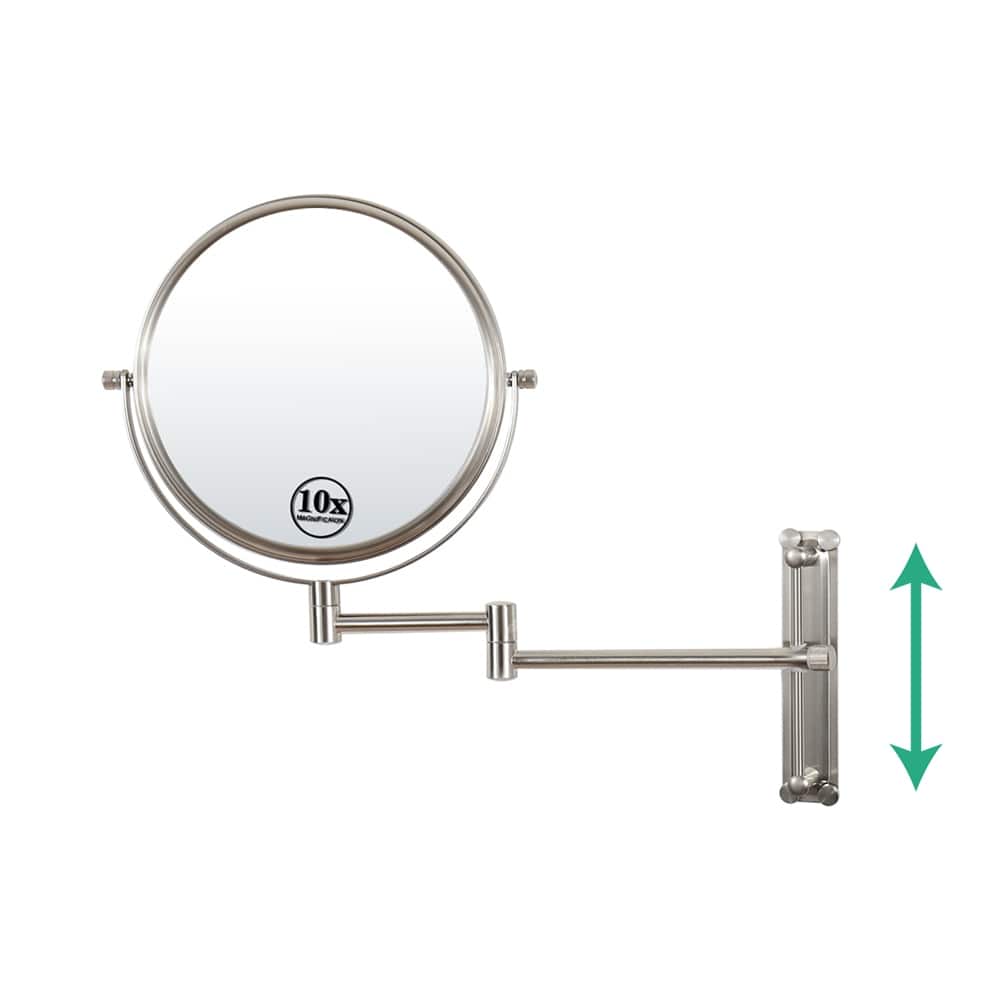 10x Magnifying Wall Mounted Mirror Finish Satin Nickel Finish