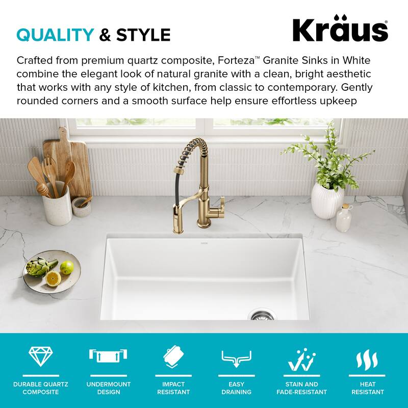 KRAUS Forteza Granite 32 inch 1-Bowl Undermount Kitchen Sink