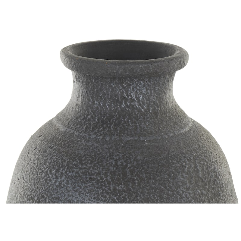 Ceramic Textured Whitewashed Decorative Vase - Black - Roche River Decor