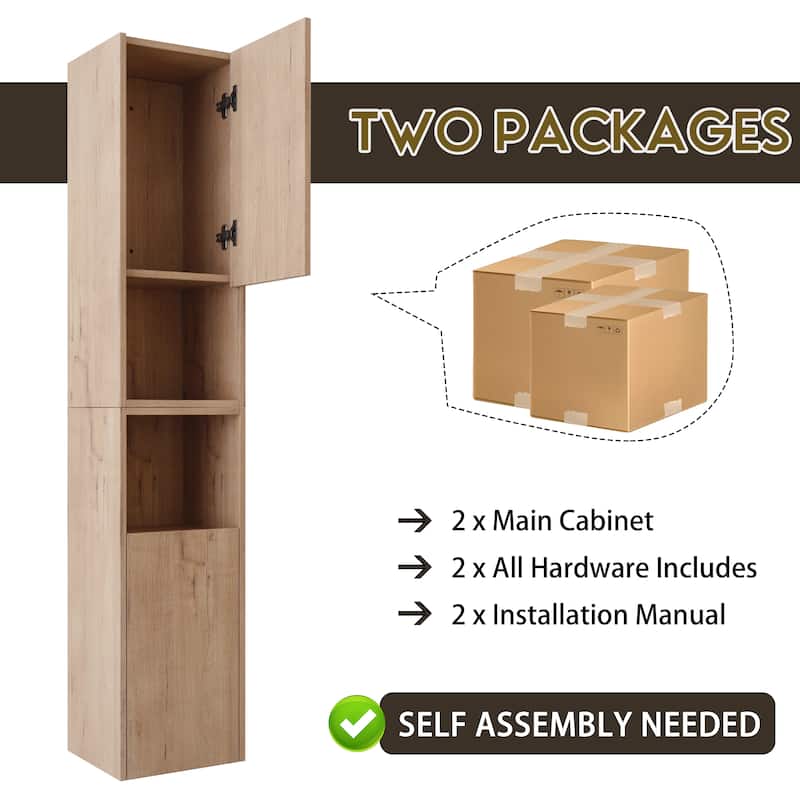 Modern Bathroom Side Cabinet with Soft-Close Door Hinges & Reversible Door, Floating Wall-Mounted Storage Cabinet