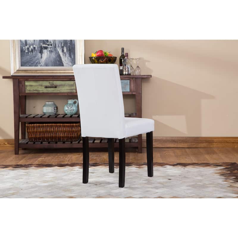 Roundhill Furniture Urban-Style Solid Wood Leatherette Small Padded Parson Chairs (Set of 2)