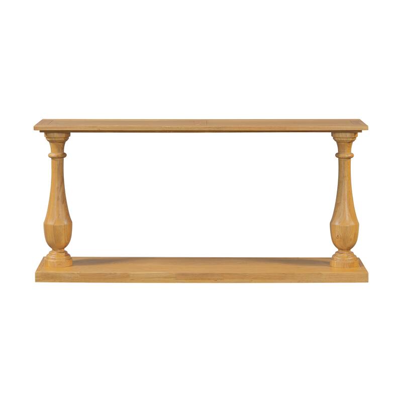 63" Narrow Long Sofa Table Console Table with Storage Shelf, Vase-Leg Design Entryway Table Accent Table for Living Room